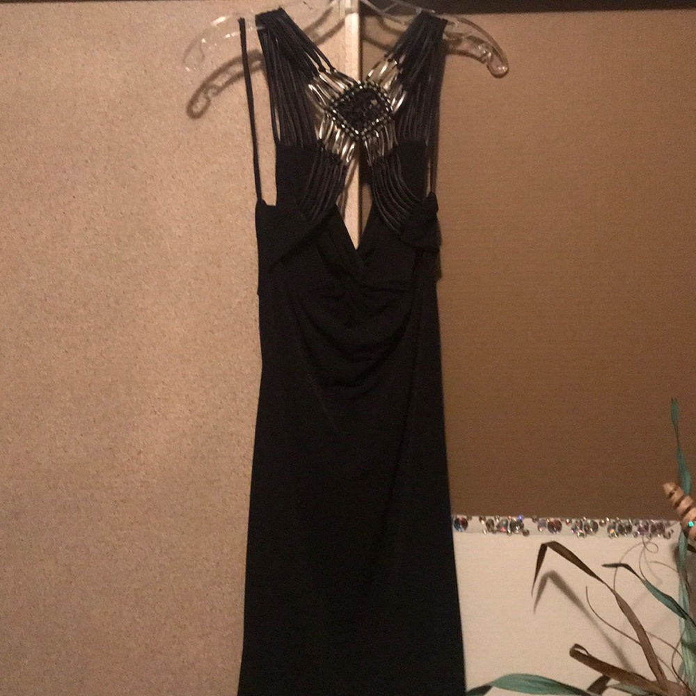 Short Black dress with silver beadwork on back